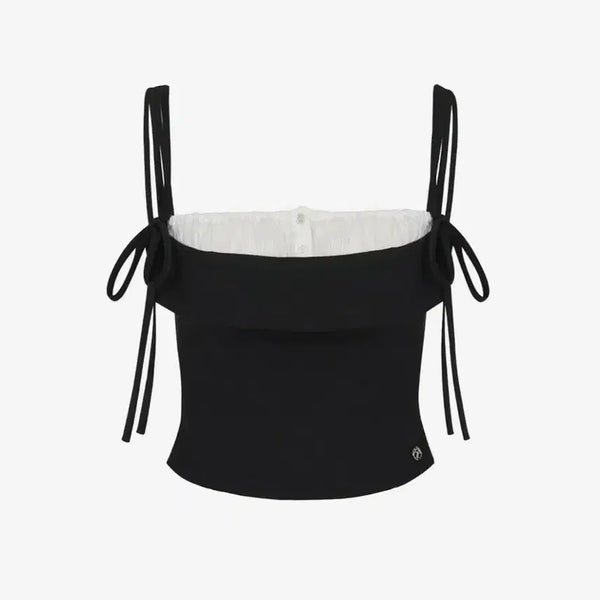 [BUNJANG] Pain Or Pleasure Heart Ribbon Top Black / 페인오어플레져 HEART RIBBON TOP black 리본 탑