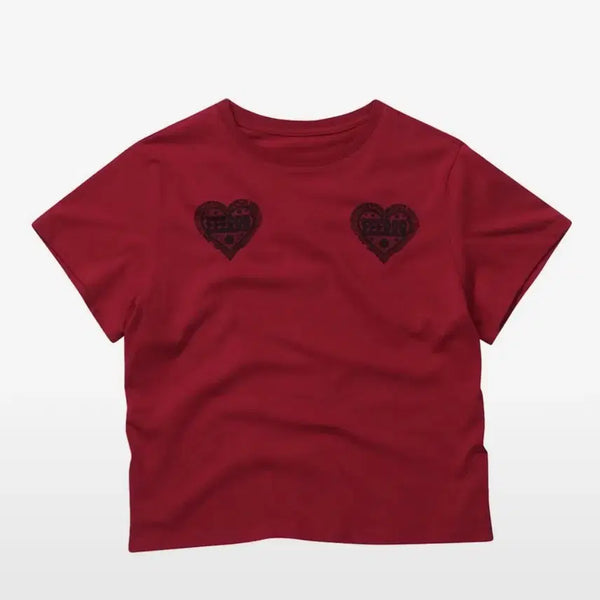 [BUNJANG] Eeeearrr Semi-crop T-shirt Red / 이이이알알알 Semi-crop T-shirt Red