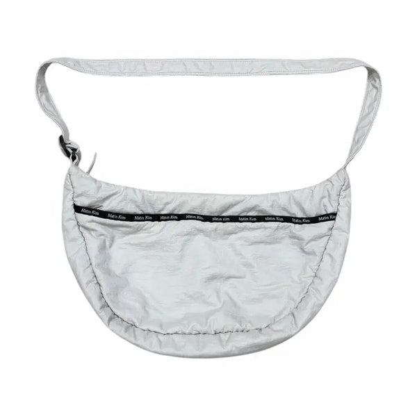 [BUNJANG] Matine Kim Glossy Fabric Round Crossbody Bag Nylon Light Gray / 마뗑킴 글로시 패브릭 라운드 크로스백 나일론 가방 라이트 그레이