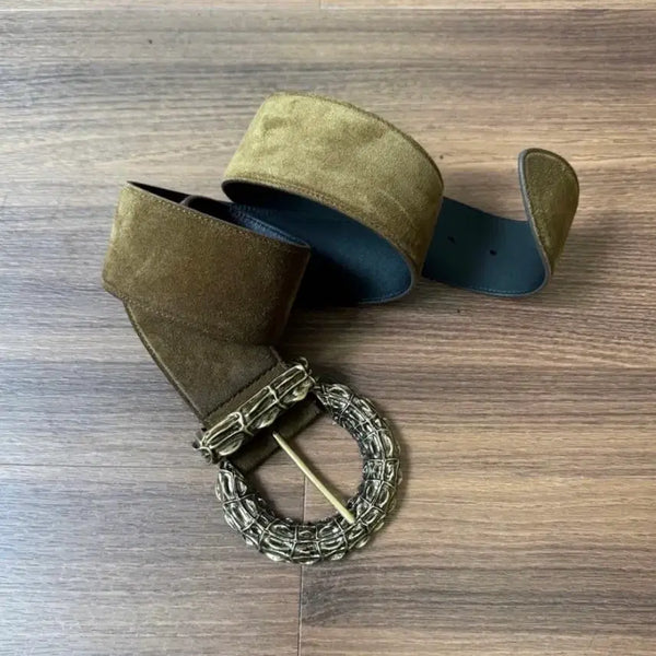 [BUNJANG] Saint Laurent Suede Oval Buckle Belt / Ysl 생로랑 스웨이드 오벌 버클 벨트