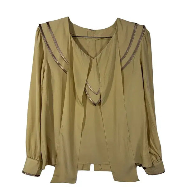 [BUNJANG] Vintage Yellow Sailor Collar Blouse Loose Fit Polyester / 빈티지 옐로우 세일러 카라 블라우스 루즈핏 러블리 셔츠[L] 폴리에스터 100%