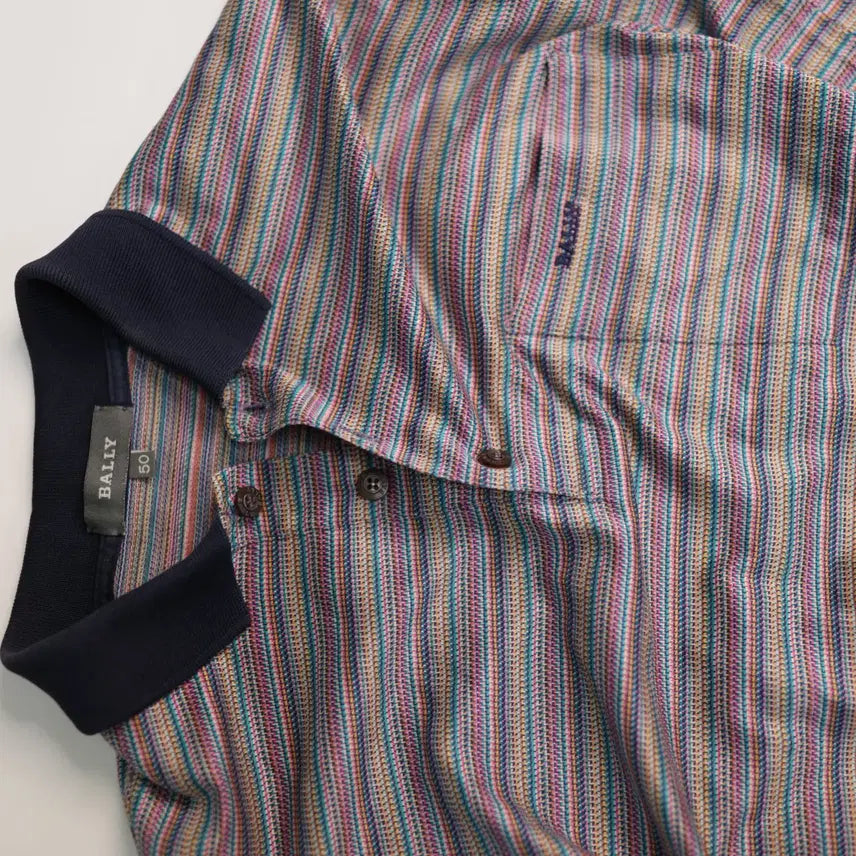 [BUNJANG] Bally Multicolor Knit Polo Shirt - Size 50 / 발리(BALLY) 멀티컬러 PK 카라티 50