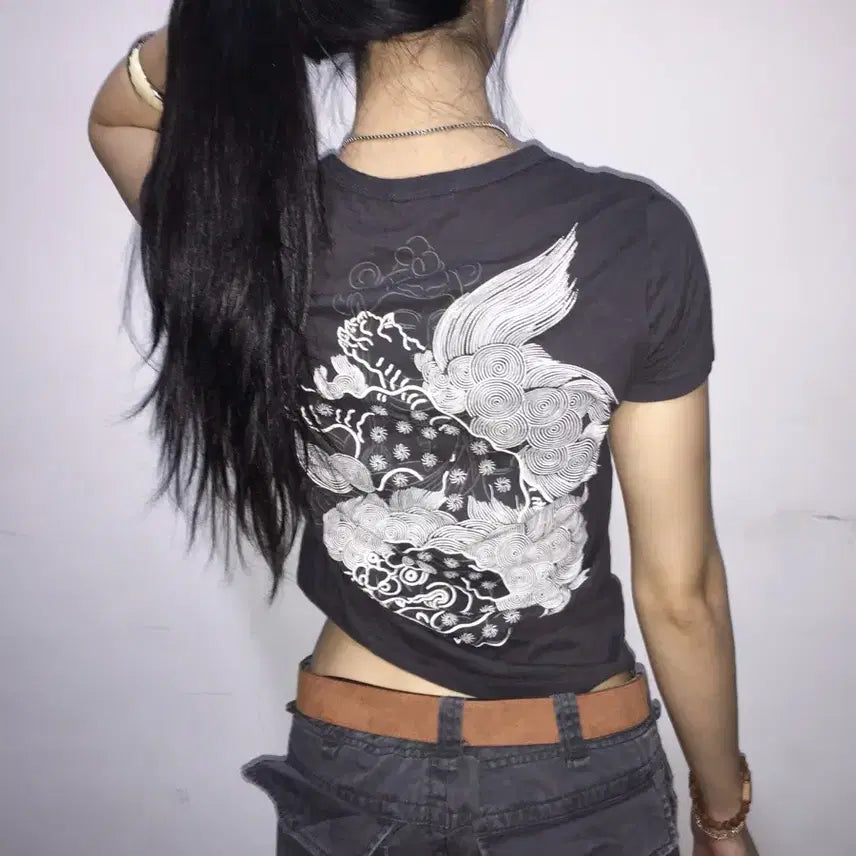 [BUNJANG] Ozone Rocks Oriental Print Short Sleeve T-Shirt / Ozone rocks 펑크 오리엔탈 프린팅 반팔