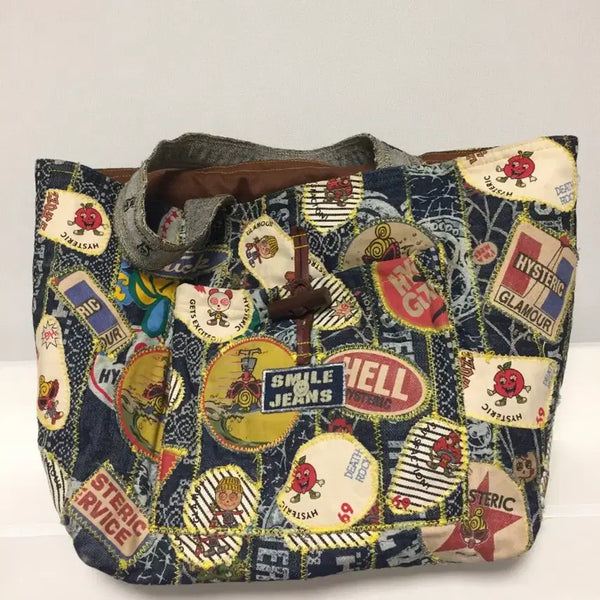 [BUNJANG] Hysteric Glamour Patchwork Denim Big Tote Bag / Hysteric Glamour 패치워크 데님 빅 토트백