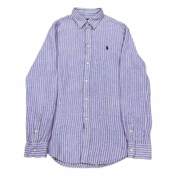 [BUNJANG] Polo Ralph Lauren Striped Linen Shirt Purple M / 폴로 랄프로렌 QR 여성 스트라이프 린넨 셔츠 남방 퍼플 M