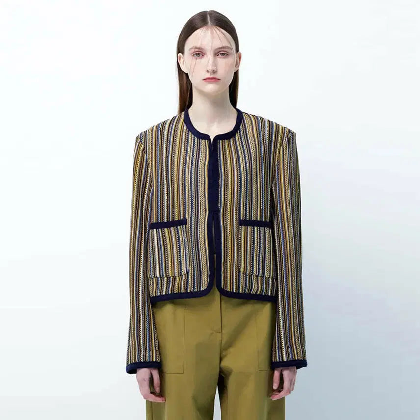[BUNJANG] LYSM Multi-Color Stripe Jacket / 러브유쏘머치(LYSM) 멀티칼라 스트라이프 자켓 프리사이즈 새상품