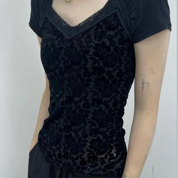 [BUNJANG] Vintage Black Floral Sleeveless Top / black floral sleeveless top 검정 꽃무늬 나시
