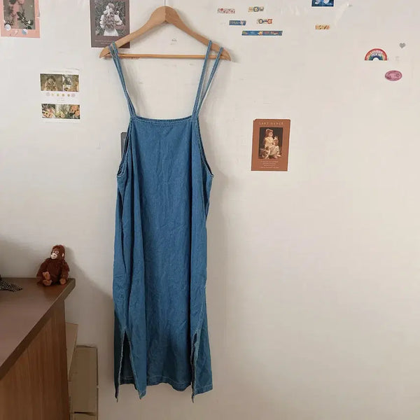 [BUNJANG] Mid-Wash Denim Maxi Dress / 연중청 원피스