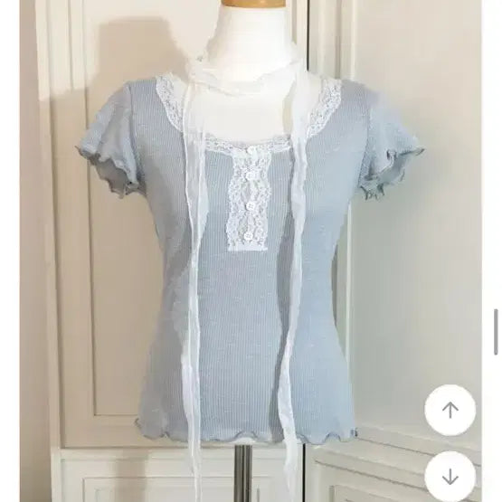 [BUNJANG] Abley Lace Ribbon Blouse Top / 에이블리 레이스 리본 블라우스 탑