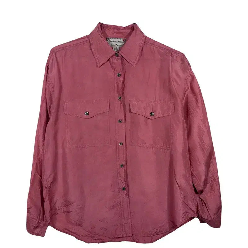 [BUNJANG] Jonathan Martin Pink Satin Silk Blouse / 조나단마틴 핑크 새틴 셔츠 실크 블라우스 글램룩  [M] 실크 100%