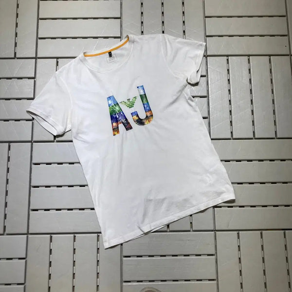[BUNJANG] Armani Junior Women's Graphic Short Sleeve T-Shirt White / [16A]아르마니주니어 여성 그래픽 반팔티 화이트 0766