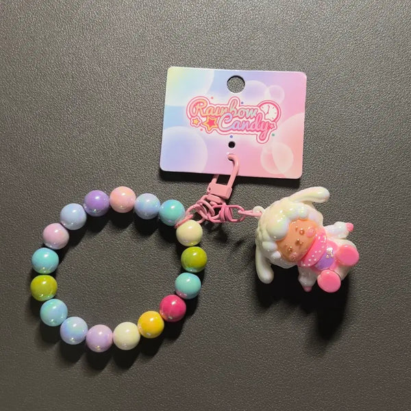 [BUNJANG] Rainbow Candy Sheep Strap Keychain / 레인보우 캔디 양 스트랩 키링