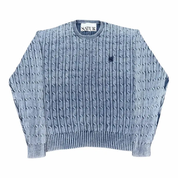 [BUNJANG] Saefter Washed Dyed Blue Knit M / 세터 워시드 다이드 블루 니트 M