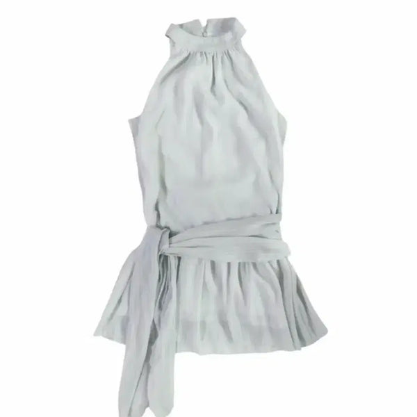 [BUNJANG] Ri Jae Frill Halterneck Waist Wrap Chiffon Dress / 새상품)리재 프릴 홀터넥 허리랩 쉬폰 원피스