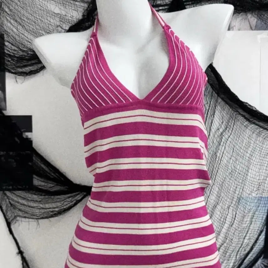 [BUNJANG] Y2K Striped Halterneck Sleeveless Top / y2k 스트라이트 홀터넥 슬리브리스