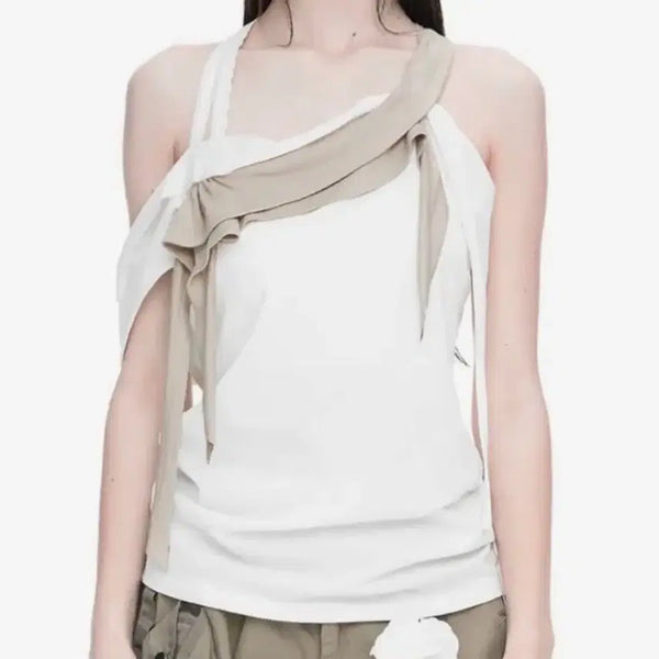 [BUNJANG] NACHE RAWCUT HALTER SLEEVELESS TOP IVORY / 나체 RAWCUT HALTER SLEEVELESS IVORY