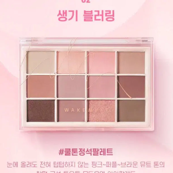 [BUNJANG] WAKEMAKE Vivid Blurring 12 Color Eyeshadow Palette (Old Version) / 웨이크메이크 생기블러링 구버전 12구