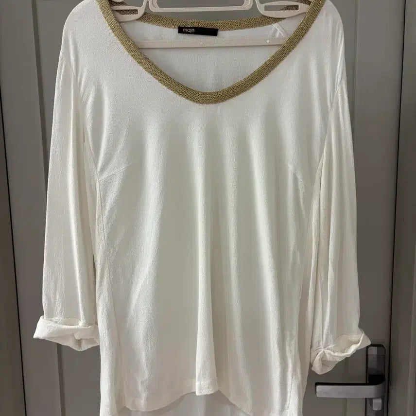 [BUNJANG] Maje White Gold Long Sleeve Blouse / maje 마쥬 화이트 골드 긴팔 블라우스