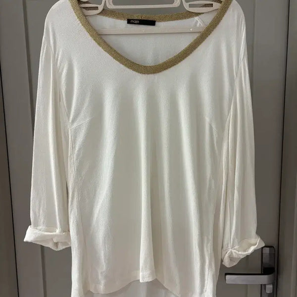 [BUNJANG] Maje White Gold Long Sleeve Blouse / maje 마쥬 화이트 골드 긴팔 블라우스
