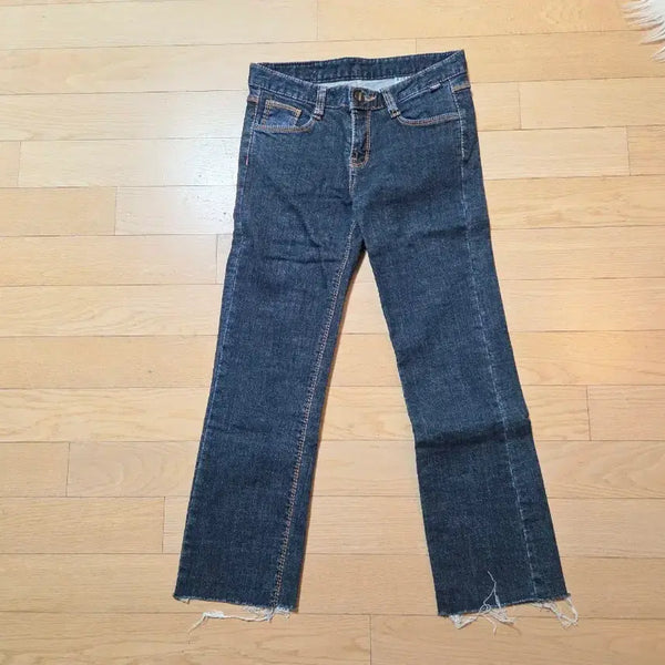 [BUNJANG] Dark Wash Straight Leg 8-Length Denim Pants / 진청 일자데님 8부