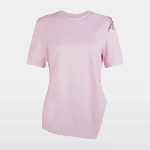 [BUNJANG] LUCKYCHOUETTE Slit Point T-Shirt Pink / 럭키슈에뜨(LUCKYCHOUETTE) 슬릿 포인트 티셔츠 새상품