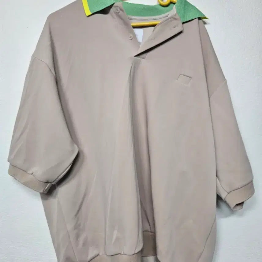 [BUNJANG] Fumito Ganryu Large Polo Shirt Beige x Blue Green / 후미토 간류의 라지 폴로 셔츠 베이지 x 블루 그린 3사이즈(Large Polo Shirt Beige x Blue Green)