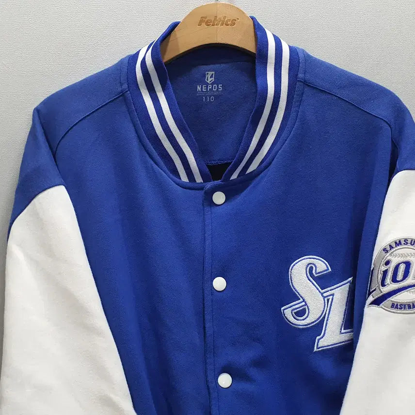 [BUNJANG] Nepos Samsung Lions Cotton Varsity Jacket Size 110 / 네포스 삼성라이온즈 코튼 바시티자켓 110사이즈