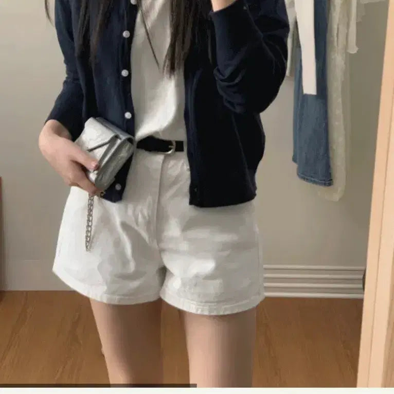 [BUNJANG] Dessole White Denim Shorts / 드솔 화이트 데님 숏팬츠 코튼 숏팬츠 화이트데님