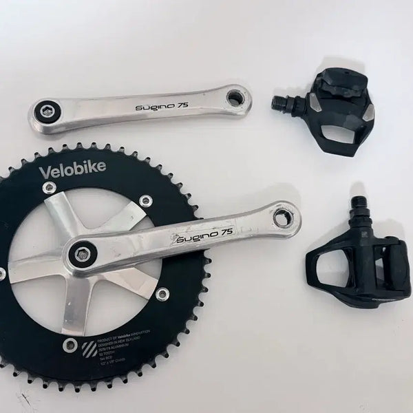 [BUNJANG] Sugino 75 Crankset with Shimano Pedals and Velobike Chainring / 스기노75 셋