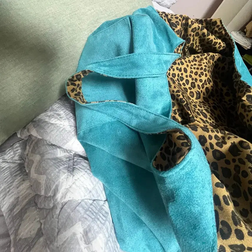 [BUNJANG] Mint Leopard Print Large Tote Bag / 민트 호피 보부상 백