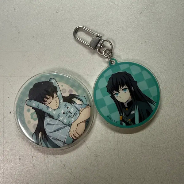 [BUNJANG] Demon Slayer Muichiro Tokito Acrylic Keyring & Badge Set / 귀멸의칼날 토키토 무이치로 굿즈 아크릴 키링 뱃지 세트