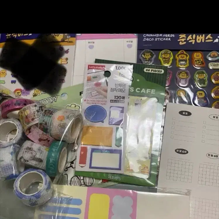 [BUNJANG] Masking Tape Sticker Set with Translucent Memo Pad / 마스킹 테이프 스티커 세트