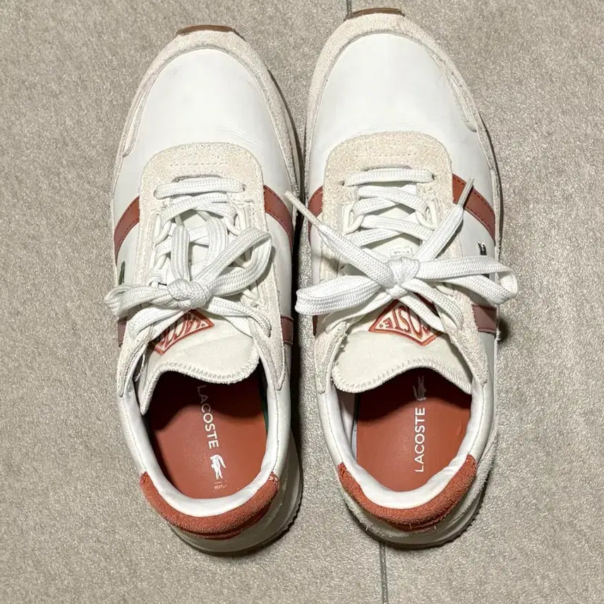 [BUNJANG] Lacoste Partner Retro Sneakers White/Coral / 라코스테 파트너 레트로 스니커즈 235/240 화이트/코랄)