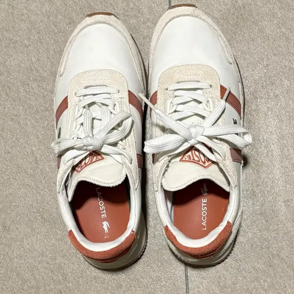 [BUNJANG] Lacoste Partner Retro Sneakers White/Coral / 라코스테 파트너 레트로 스니커즈 235/240 화이트/코랄)