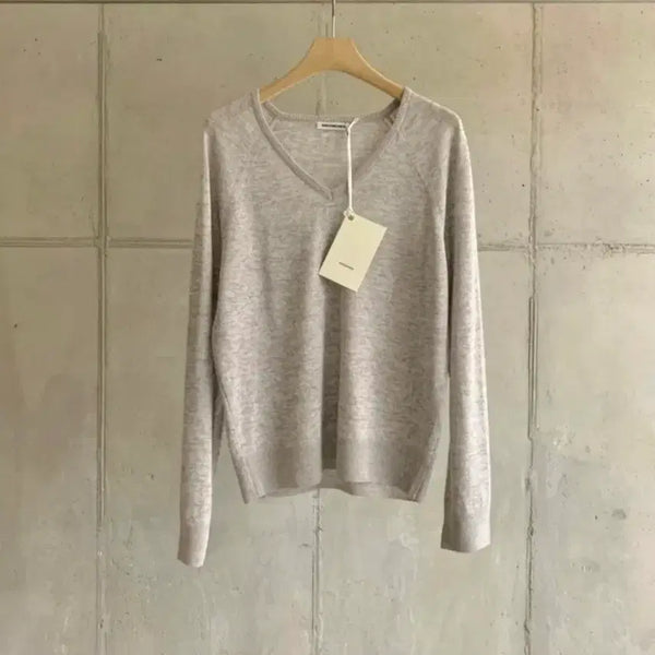 [BUNJANG] haus Linen V-Neck Knit - Light Grey (New) / (새상품) haus 린넨 브이넥 니트