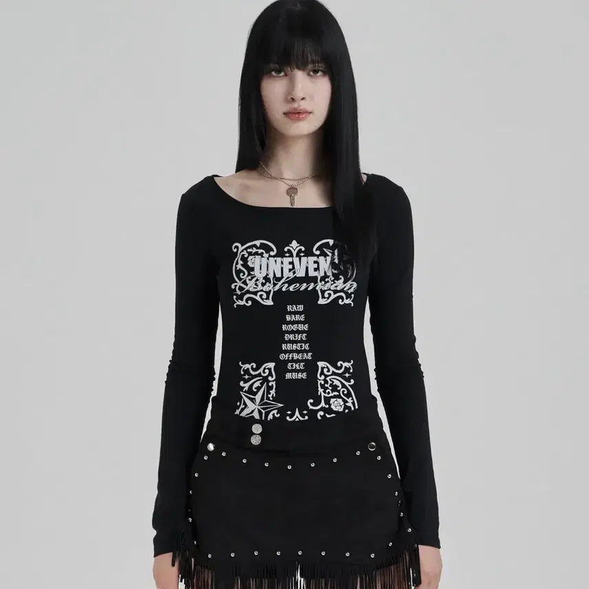 [BUNJANG] Illyo Bohemian Graphic Long Sleeve Shirt / 일리오 보헤미안 그래픽 롱 슬리브