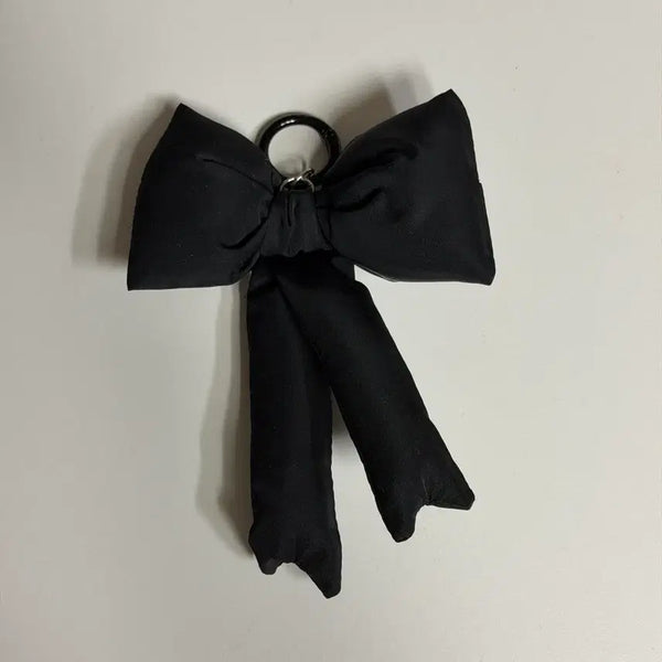 [BUNJANG] Padded Ribbon Keyring Black / 패딩 리본 키링 블랙