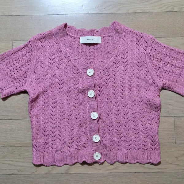 [BUNJANG] Knit Short Sleeve Cropped Cardigan / 니트 반팔 크롭가디건 (착샷)