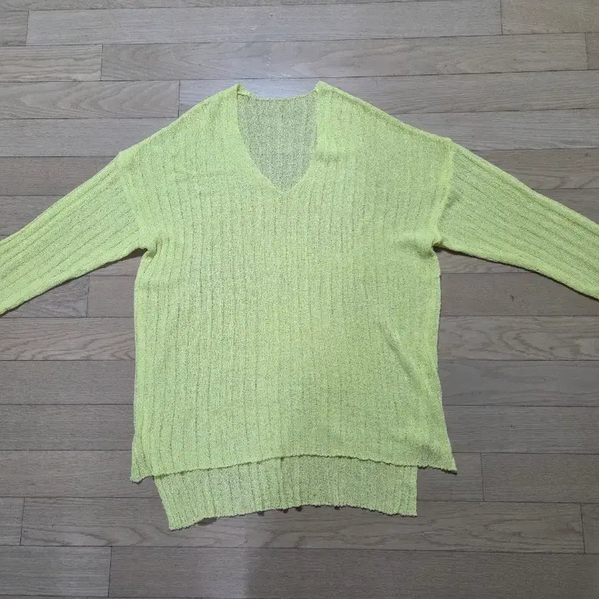 [BUNJANG] Lime Green Summer Long Sleeve Knit Top / 여름 긴팔니트 (미사용, 착샷)