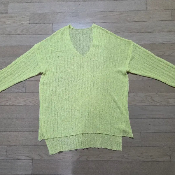 [BUNJANG] Lime Green Summer Long Sleeve Knit Top / 여름 긴팔니트 (미사용, 착샷)