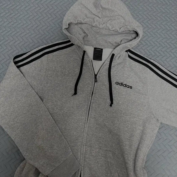 [BUNJANG] Adidas Three-Stripes Grey Hoodie Zip-Up / 희귀템 대장급 아디다스 삼선 회색 후드집업