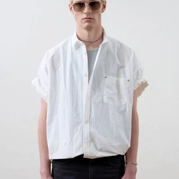 [BUNJANG] Moomyung Wrap Shortsleeve Shirt / moomyung 무명 WRAP SHORTSLEEVE SHIRT