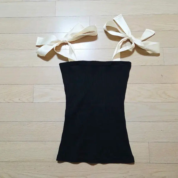 [BUNJANG] Stylenanda Ribbon Tank Top / (미사용, 착샷) 스타일난다 리본 나시탑
