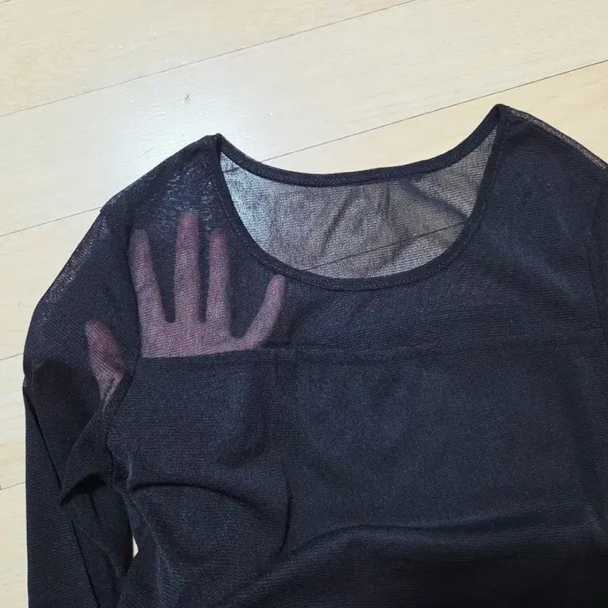 [BUNJANG] Sheer Long Sleeve Top / 시스루 긴팔 (착샷)