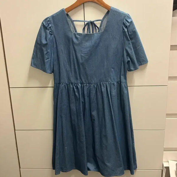 [BUNJANG] Denim Shirring Mini Dress / 데님 셔링 원피스