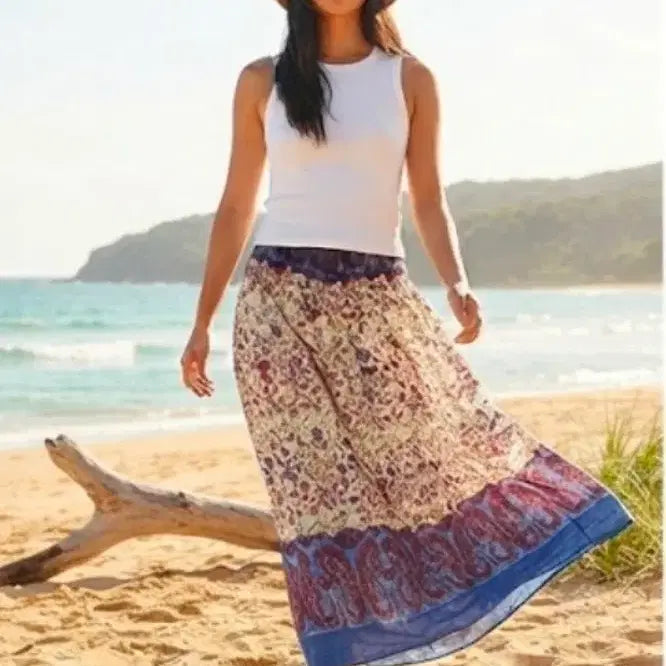 [BUNJANG] Beams Japan Paisley Floral Long Skirt / 보헤미안 플로럴 시원한 페이즐리(Paisley) 롱 스커트 F 허리밴딩