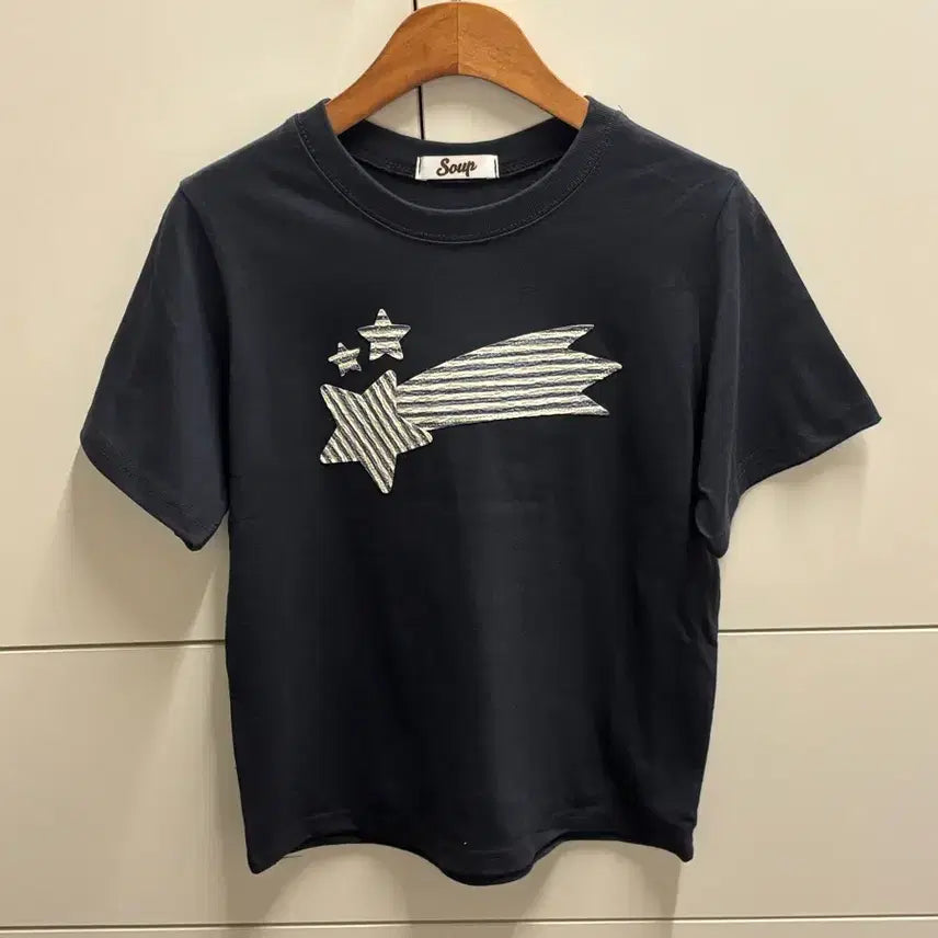[BUNJANG] Star Patch Short Sleeve T-Shirt - Navy / 스타 패치 반팔 티셔츠 네이비