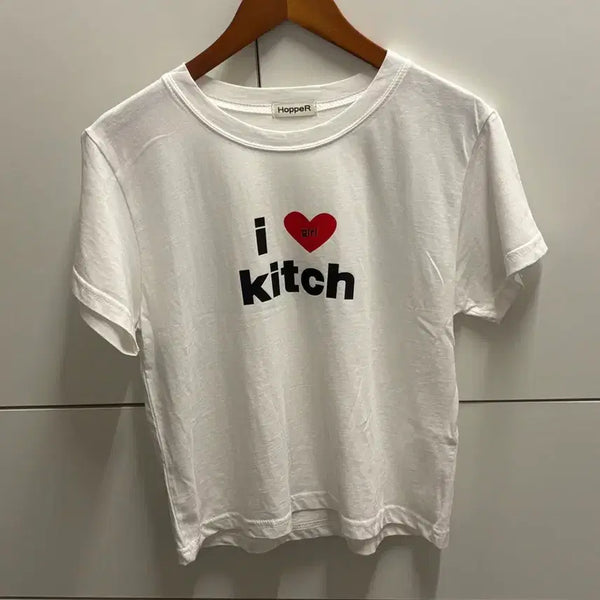 [BUNJANG] Heart Printing Short-Sleeve T-Shirt / 하트 프린팅 반팔 티셔츠