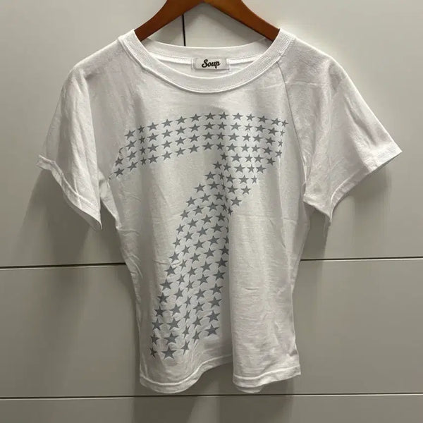 [BUNJANG] 7 Star Printing Short Sleeve T-Shirt Ivory / 7 스타 프린팅 반팔 티셔츠 아이보리