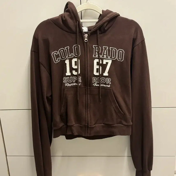 [BUNJANG] Colorado 1967 Patch Hooded Zip-Up Jacket Brown / 콜로라도 1967 패치 후드 집업 브라운